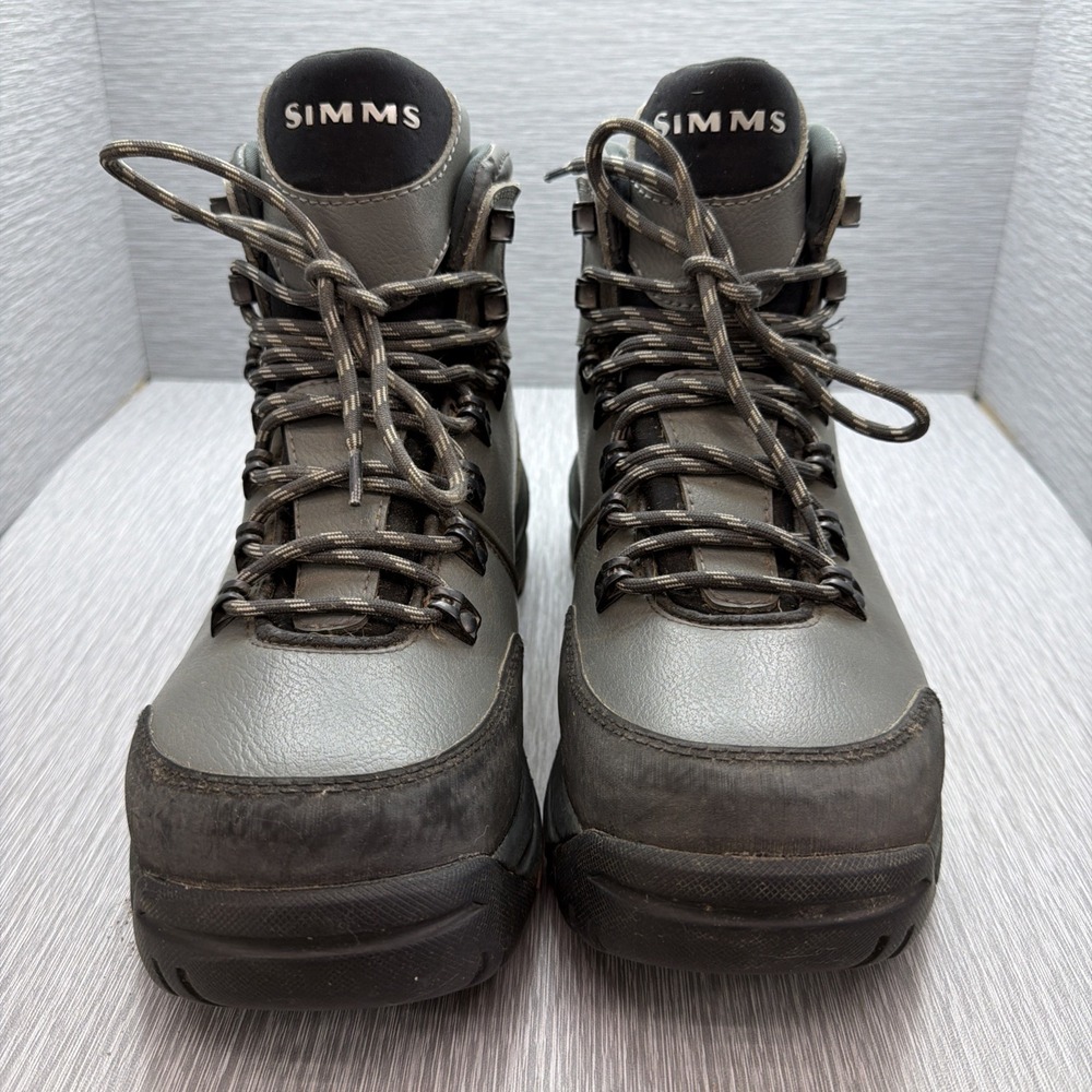 Simms Mens Wading Boots Size 10 Gray Rubber Lug Sole Fly Fishing Lace Up